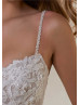 Beaded Lace Tulle Bohemian Wedding Dress With Detachable Sleeves Straps